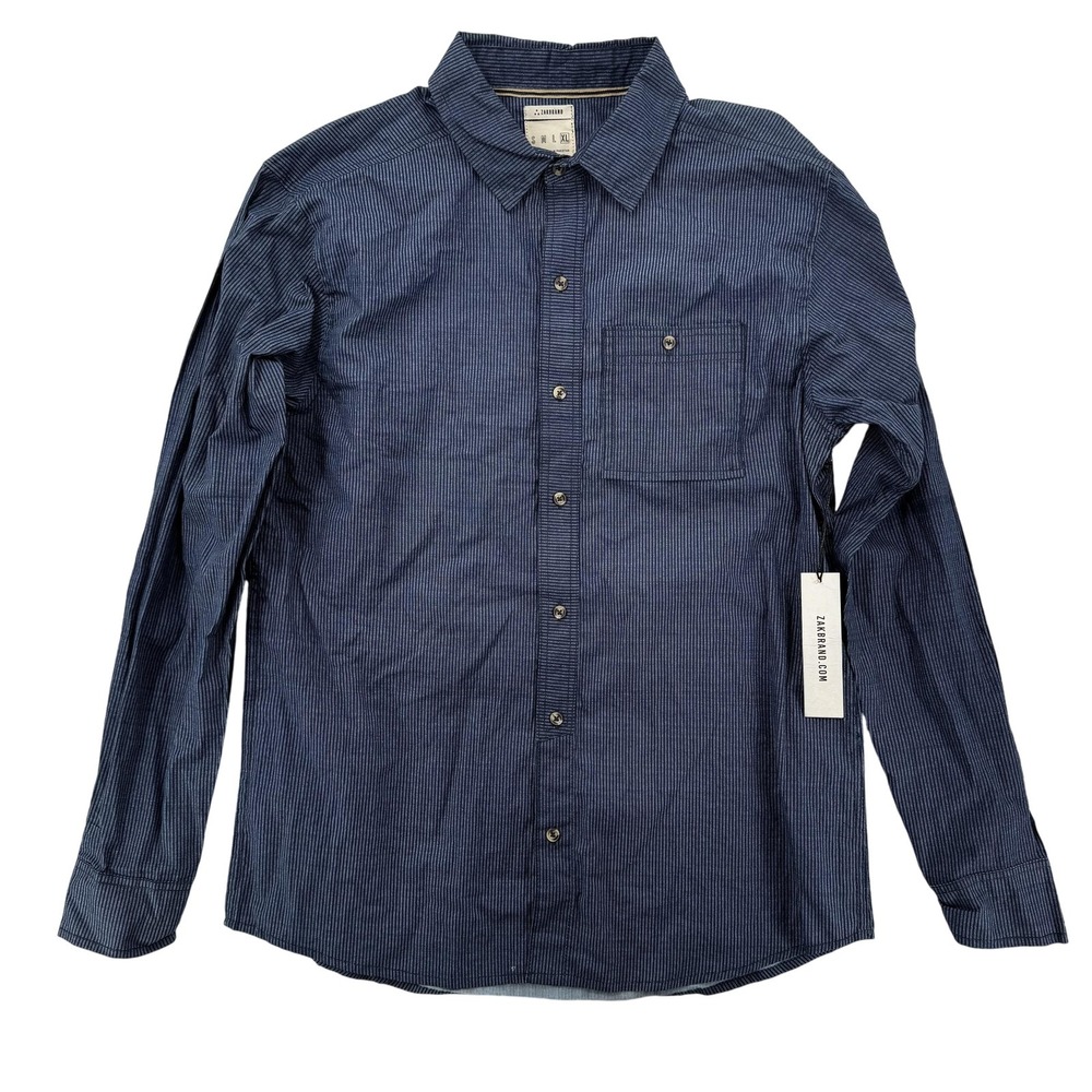 Zakbrand Shirt Mens XL Blue Pinstripe Long Sleeve Button Up Casual Nordstrom NWT
